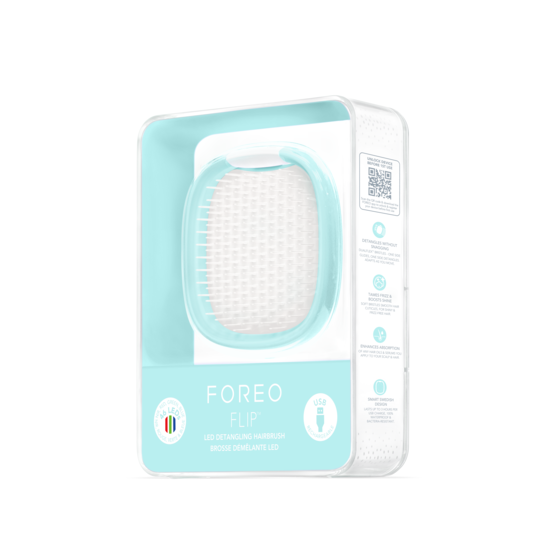 FOREO FLIP™ LED Detangling Hairbrush Artic Blue