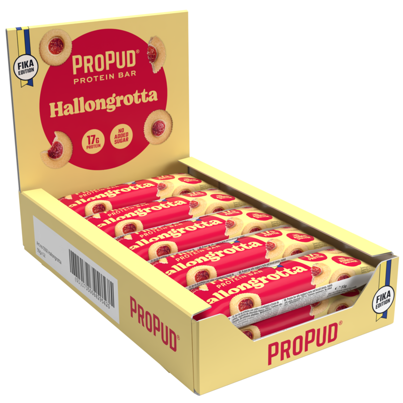 ProPud Proteinbar Hallongrotta 55 g 12-pack