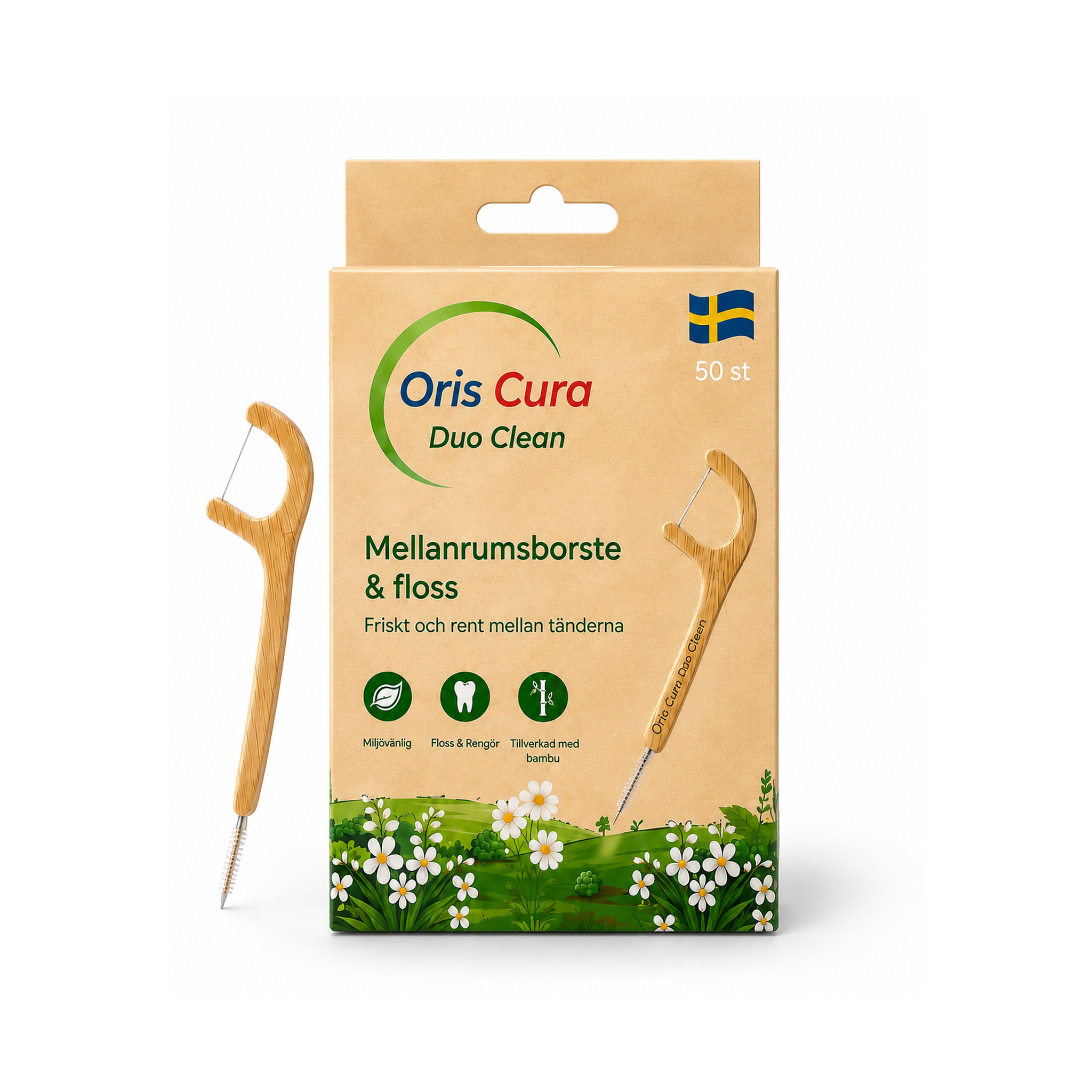 Oris Cura Duo Clean Bambu Mellanrumsborste & Floss 50 st