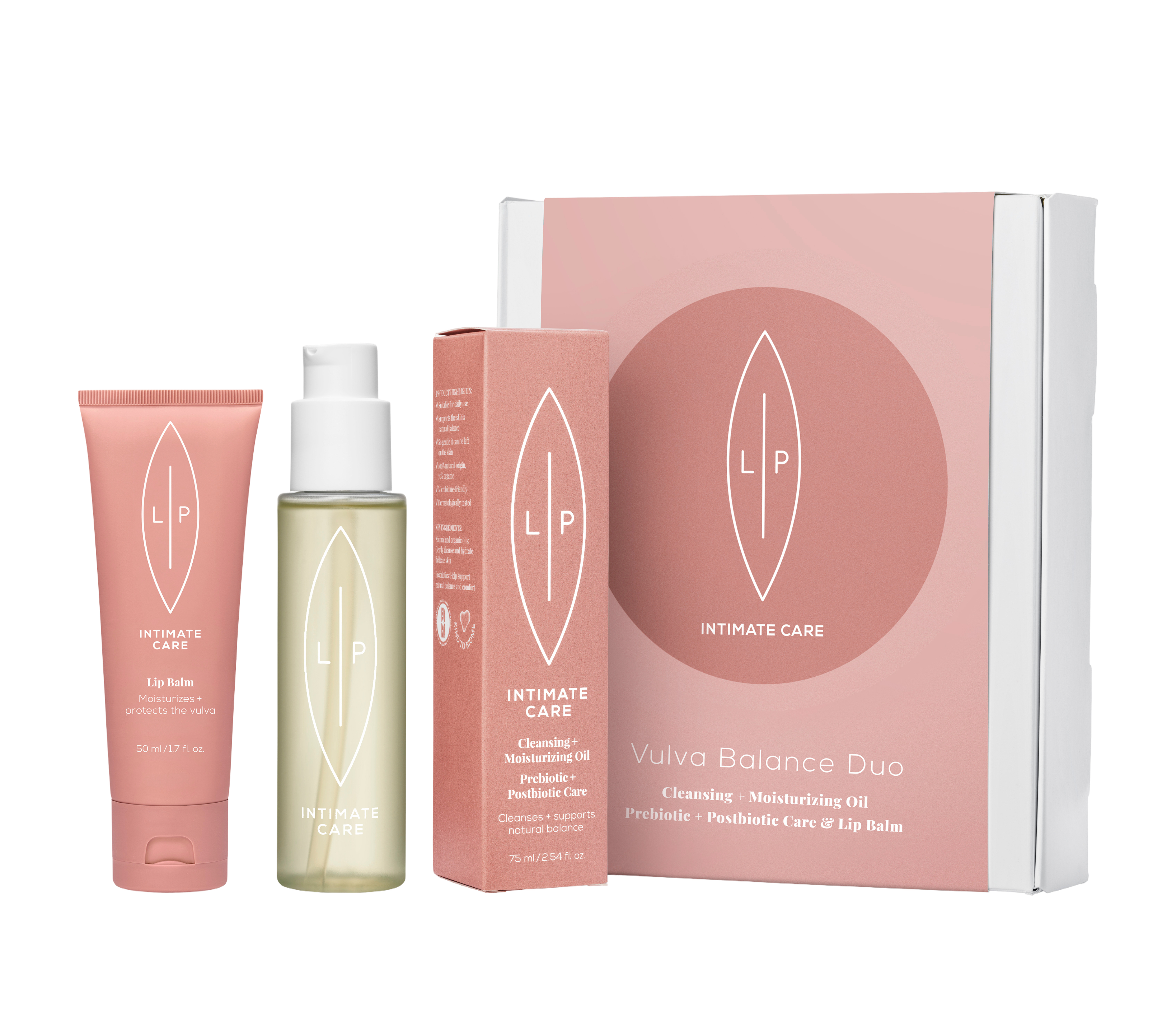 Lip Intimate Care Vulva Balance Duo Moisturising Cleansing Oil Prebiotic + Lip Balm