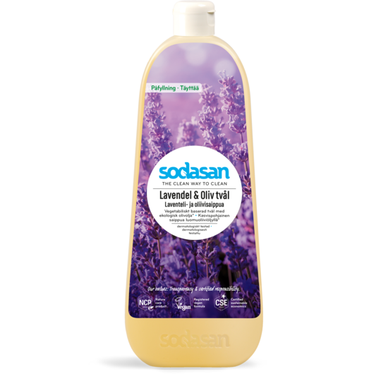 Sodasan Lavendel & Oliv Tvål Med Ekologisk Olivolja 1 liter