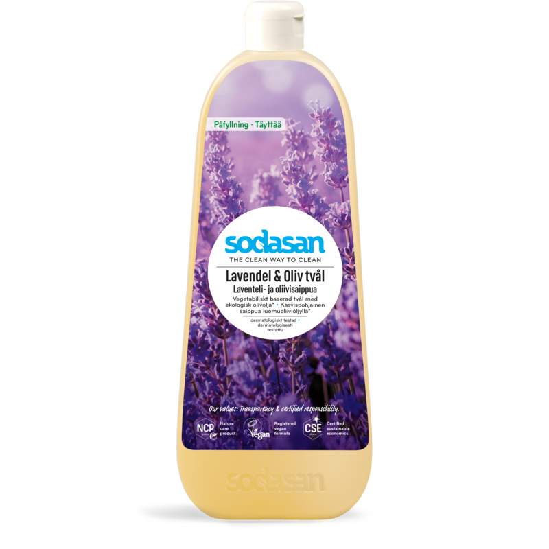 Sodasan Lavendel & Oliv Tvål Med Ekologisk Olivolja 1 liter