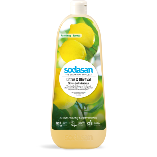 Sodasan Citrus & Oliv Tvål Med Ekologisk Olivolja 1 liter
