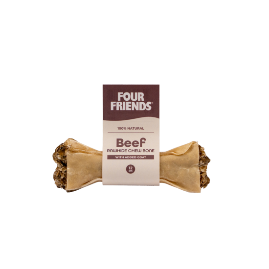 FourFriends Beef Rawhide Chew Bone with Goat 12 cm