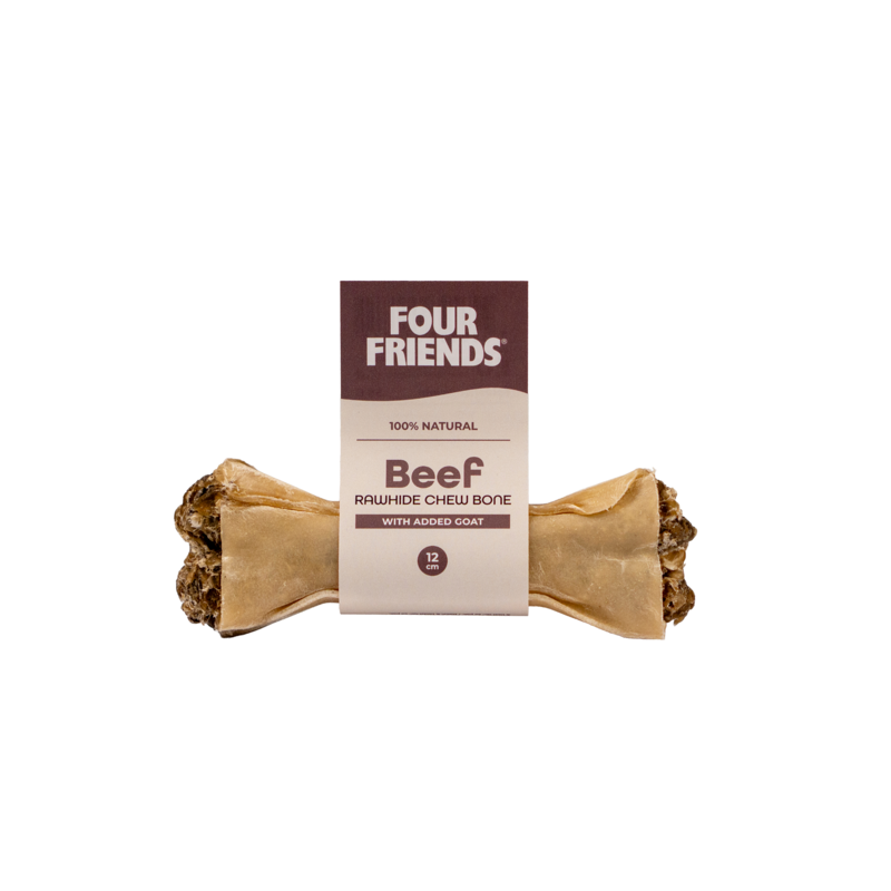 FourFriends Beef Rawhide Chew Bone with Goat 12 cm