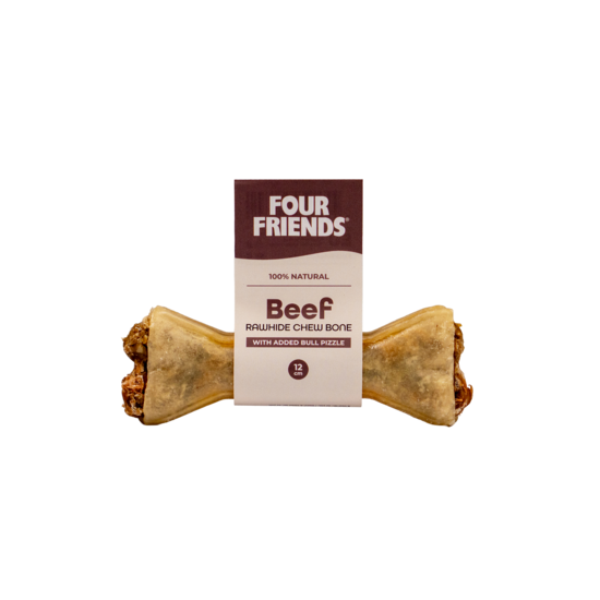 FourFriends Beef Rawhide Chew Bone with Bull Pizzle 12 cm