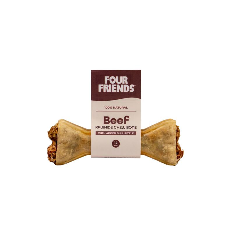 FourFriends Beef Rawhide Chew Bone with Bull Pizzle 12 cm