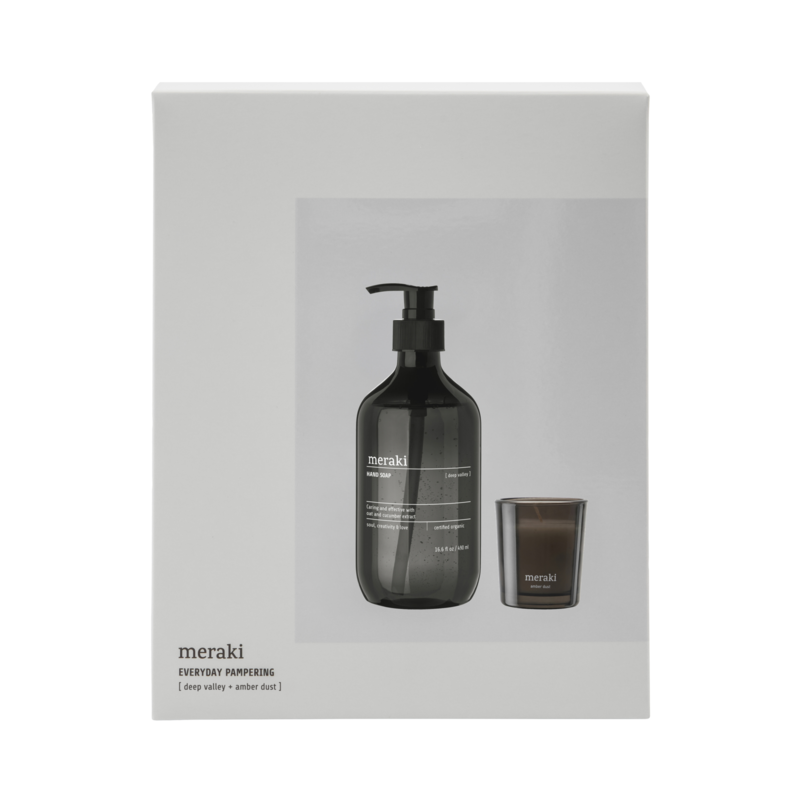 Meraki Gift Box Deep Valley Handsoap 490 ml + Scented Candle Amber Dust 60 g