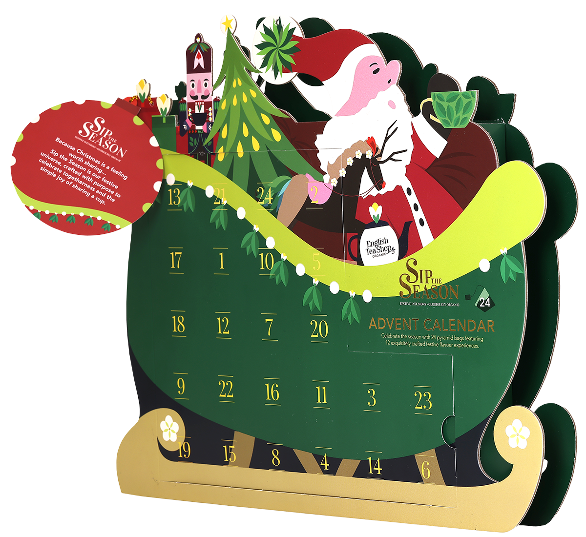English Tea Shop Adventskalender Santa Sleigh EKO 24 luckor