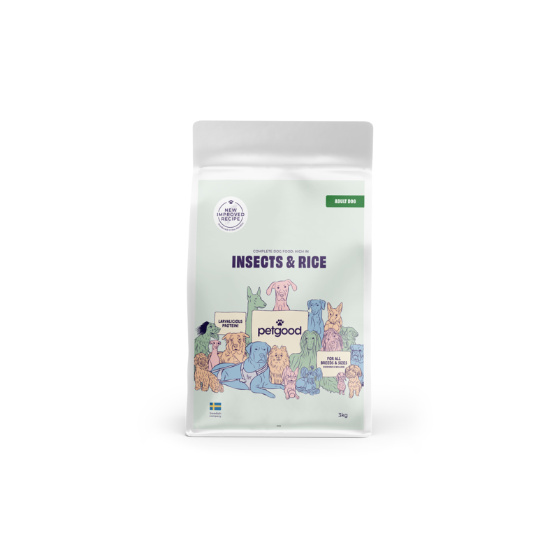 Petgood Insekter & Ris Vuxen Hund 3 kg