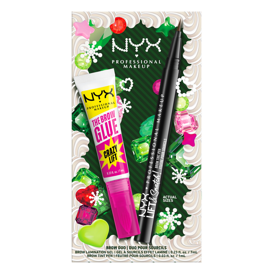 NYX Professional Makeup Brow Duo Holiday Kit: Lift N Snatch Brow Tint Pen Ash Brown + The Brow Glue Crazy Lift