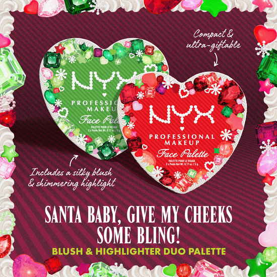 NYX Professional Makeup Bling The Halls Face Palette Blush and Highlighter Duo: Pink Gem and Quartz