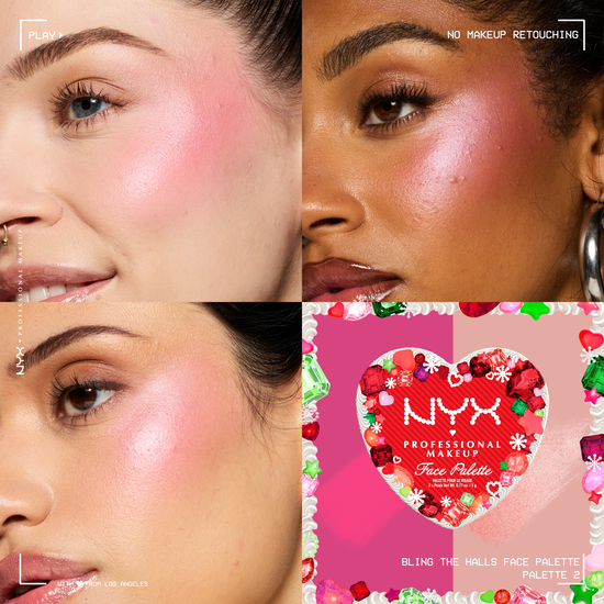 NYX Professional Makeup Bling The Halls Face Palette Blush and Highlighter Duo: Pink Gem and Quartz