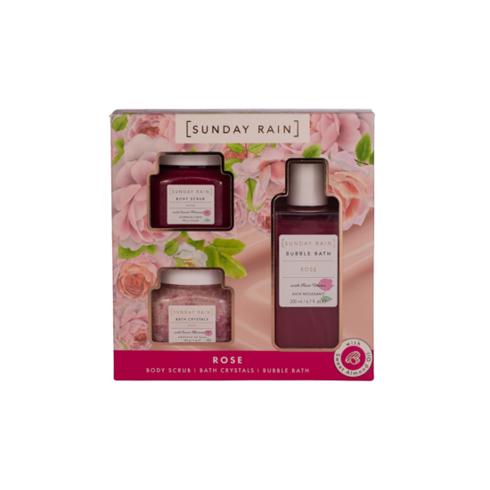 Sunday Rain Rose + Sweet Almond Oil Bath Trio