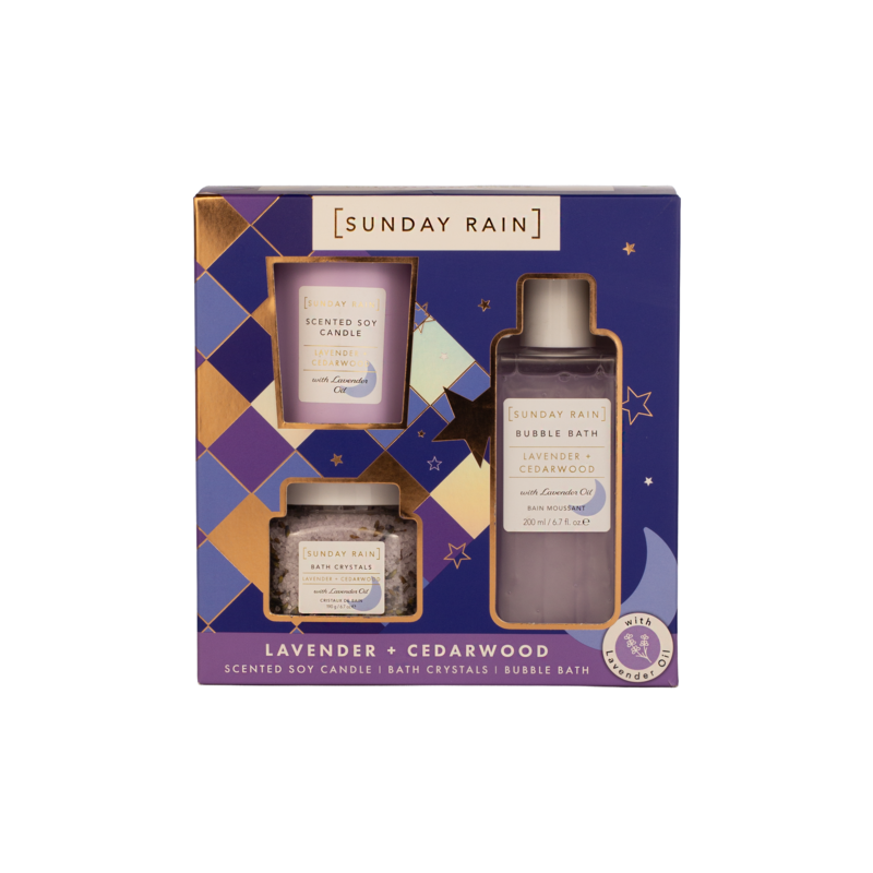 Sunday Rain Lavender + Cedarwood Bath Trio