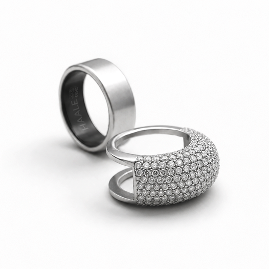 HAALE II Ring cover Silver Pave Size 8