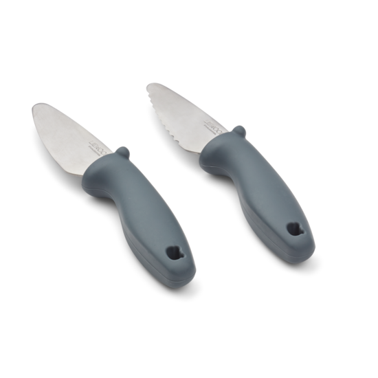 LIEWOOD Perry Barnknivar Whale Blue 2-pack