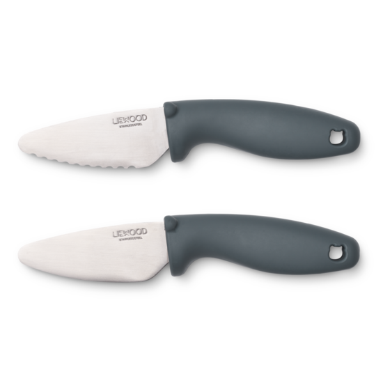 LIEWOOD Perry Barnknivar Whale Blue 2-pack