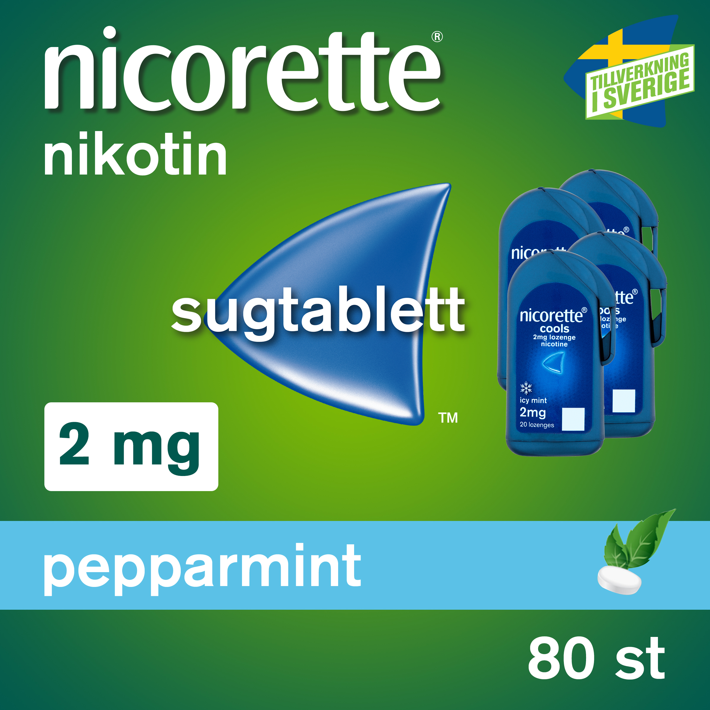 Nicorette Pepparmint, komprimerad sugtablett 2 mg 4 x 20 st