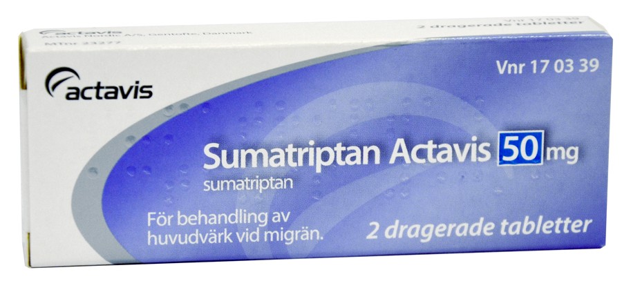 Sumatriptan Actavis, dragerad tablett 50 mg 2 st