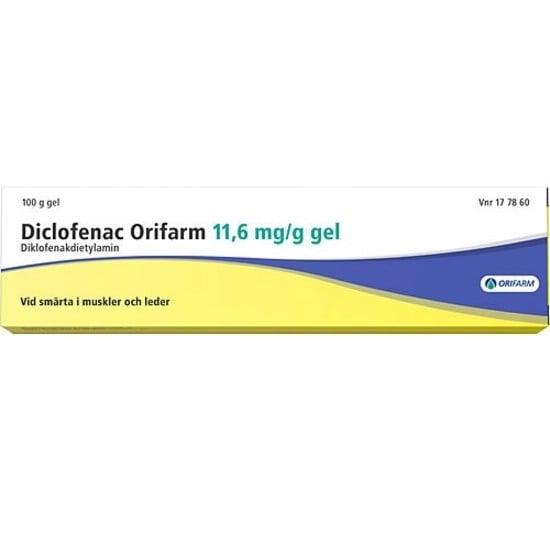 Diclofenac Orifarm, gel 11,6 mg/g 100 gr