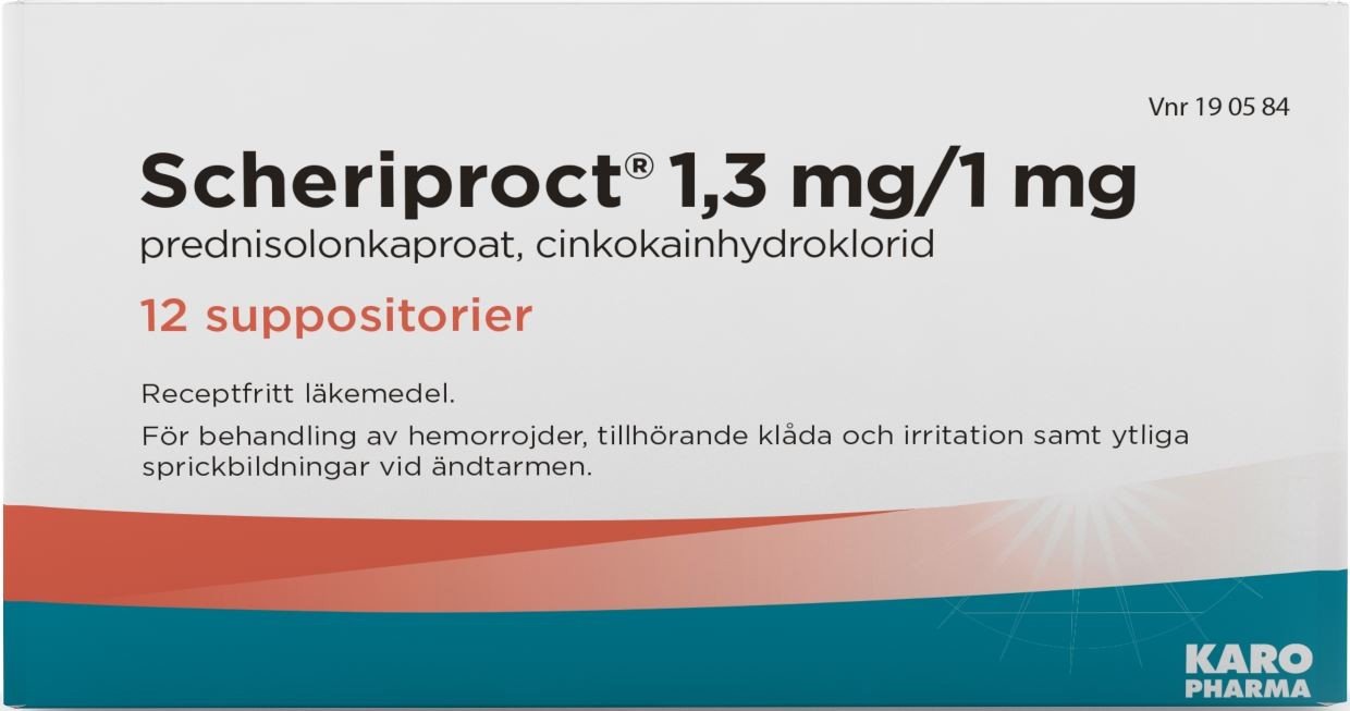 Scheriproct, suppositorium 1,3 mg/1 mg 12 st