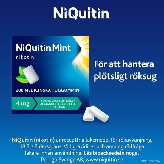 NiQuitin Mentolmint, medicinskt tuggummi 4 mg 200 st