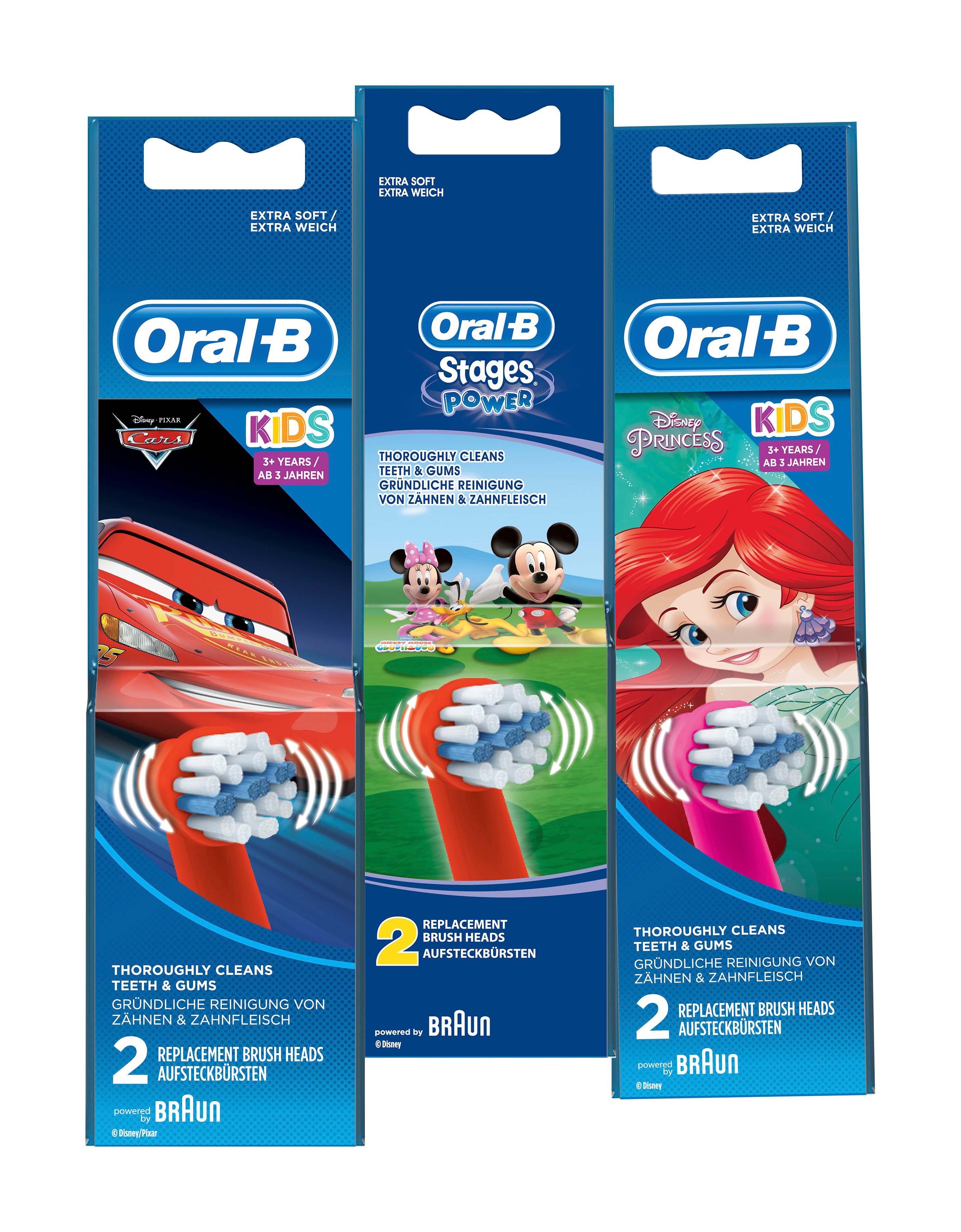 Oral-B Kids Prinsessor, Cars och Musse Pig Borsthuvud Refill 2 st