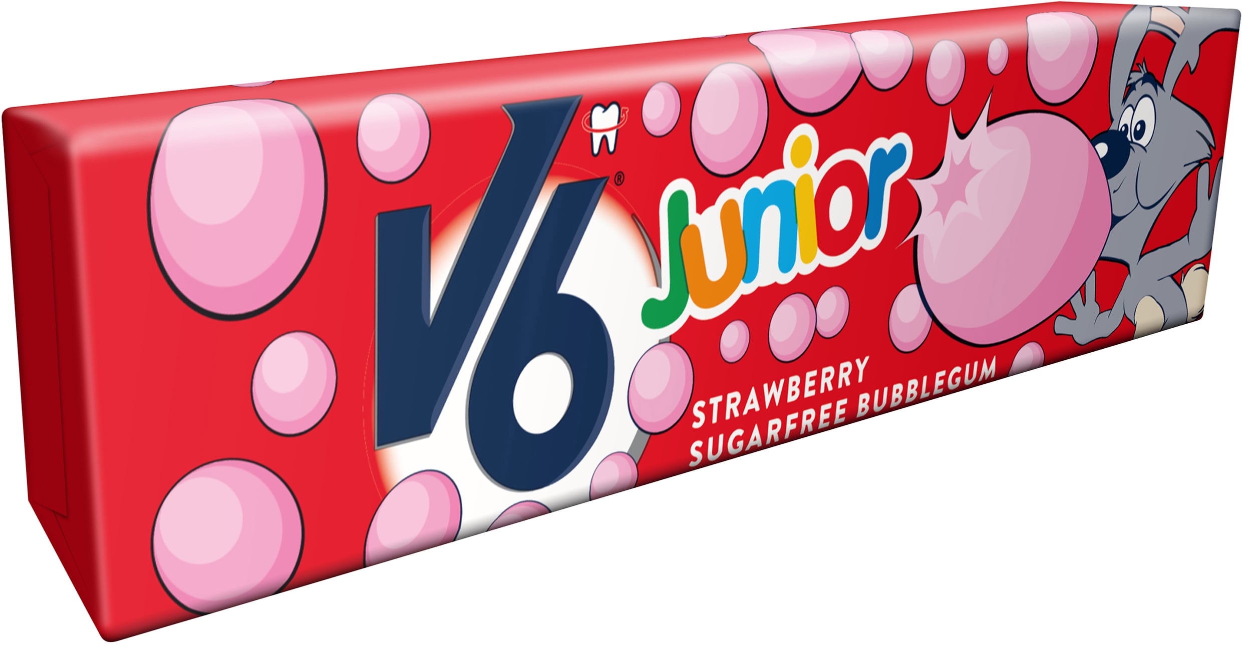 V6 Junior Bubble Gum Jordgubb 5 st