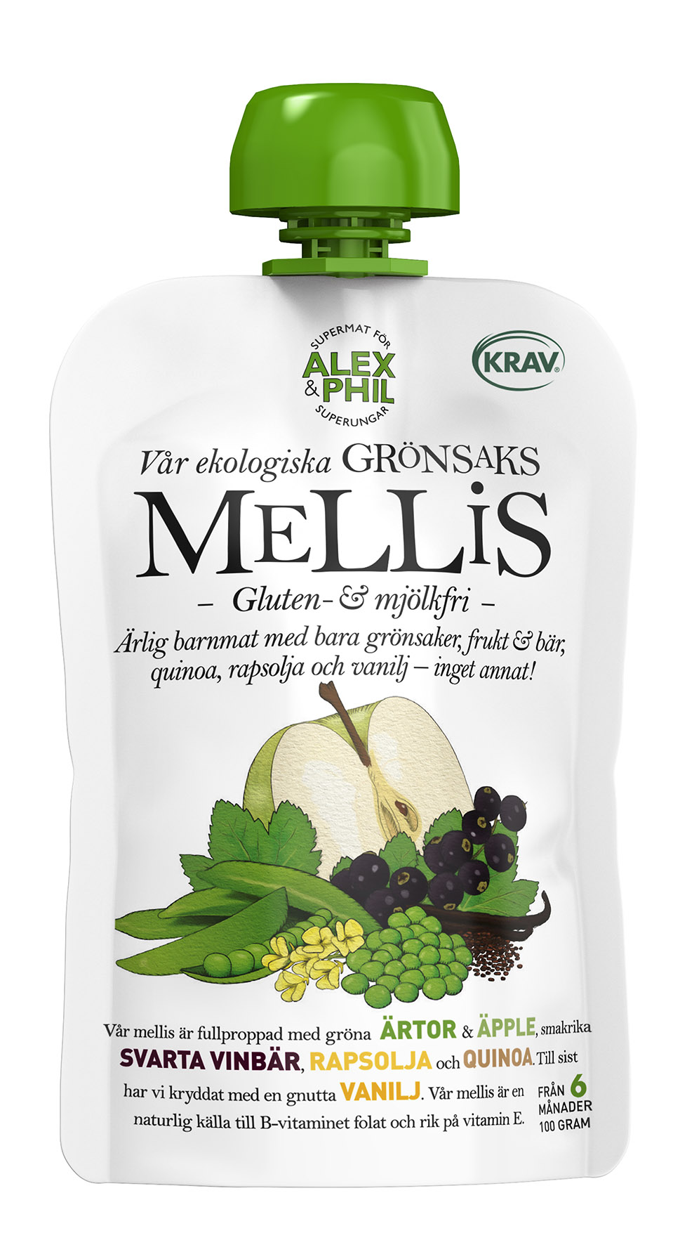 Alex&Phil Smoothie med gröna ärtor & svarta vinbär 100 g