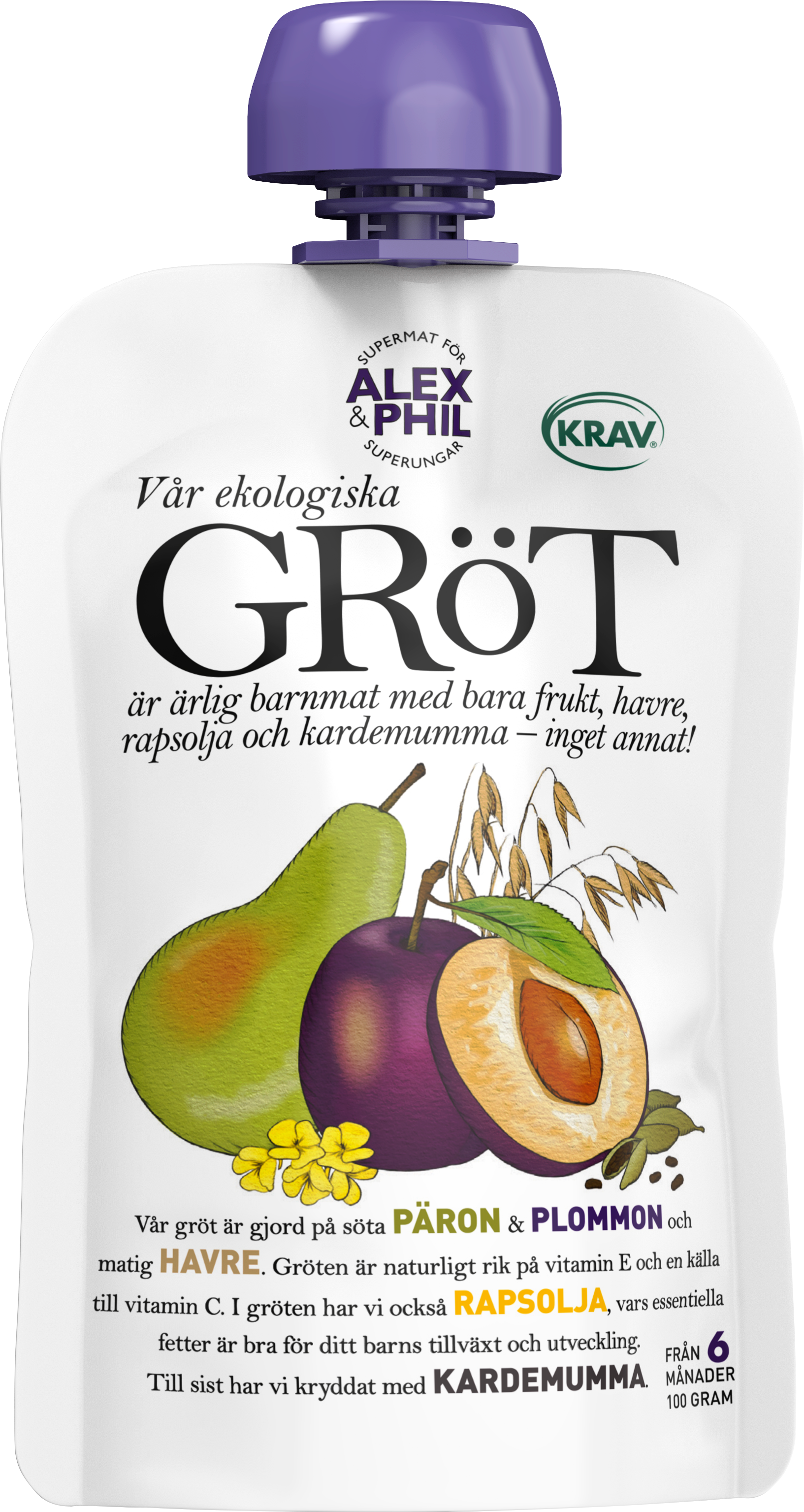Alex&Phil gröt med päron, plommon & kardemumma 100 g