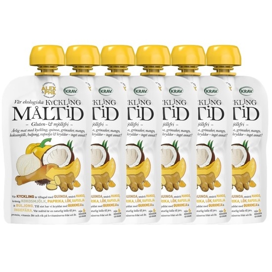 Alex&Phil måltid med kyckling, mango & kokos, 6-pack