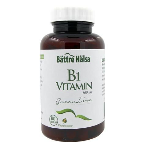Bättre Hälsa B1 Vitamin Green Line 100 mg 100 kapslar
