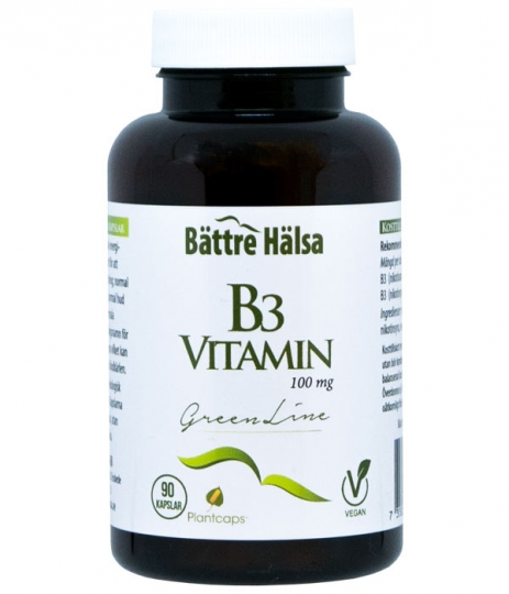 Bättre Hälsa B3 Vitamin Green Line 100 mg 90 kapslar