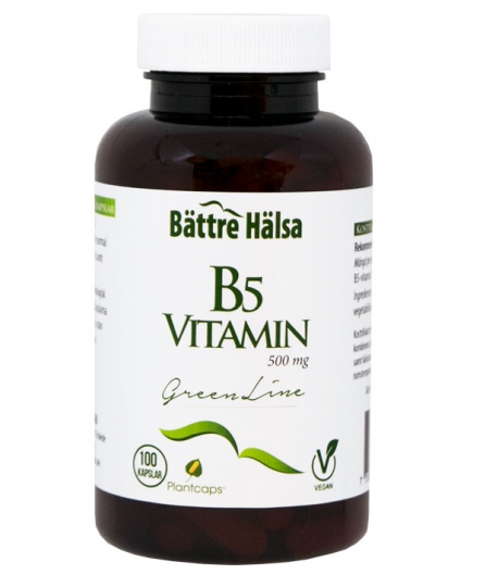 Bättre Hälsa B5 Vitamin Green Line 500 mg 100 kapslar