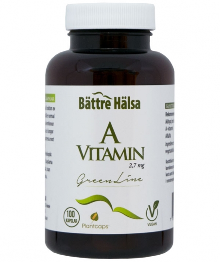 Bättre Hälsa A-Vitamin Green Line 2,7 mg 100 kapslar