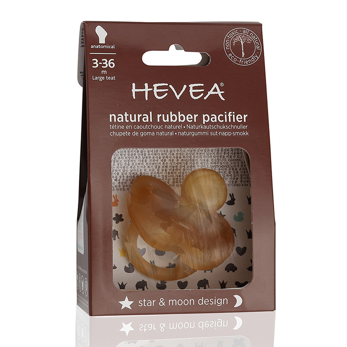 Hevea Napp Naturgummi Stjärna & Måne Large 3-36 mån