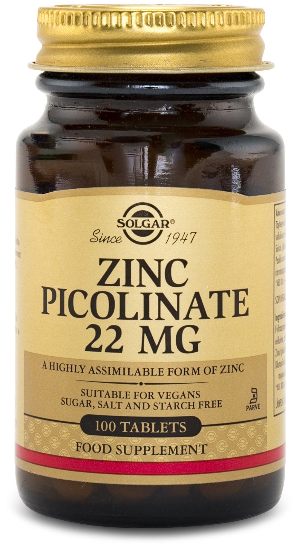 Solgar Zinc Picolinate 22 mg 100 tabletter