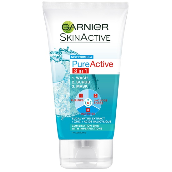Garnier Skin Active Pure Active 3 in 1 Wash Peeling & Mask 150 ml