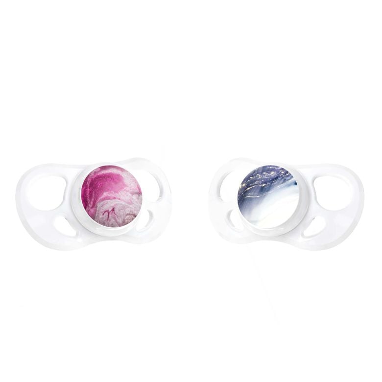 Twistshake 2x Pacifier 6+m Marble Pink Purple