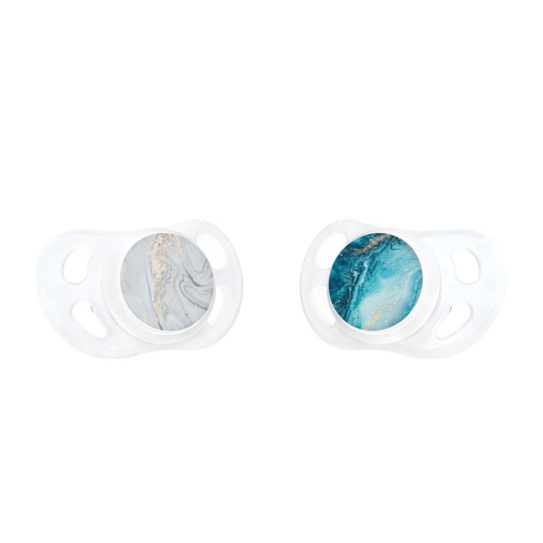 Twistshake 2x Pacifier 0-6m Marble Blue Grey