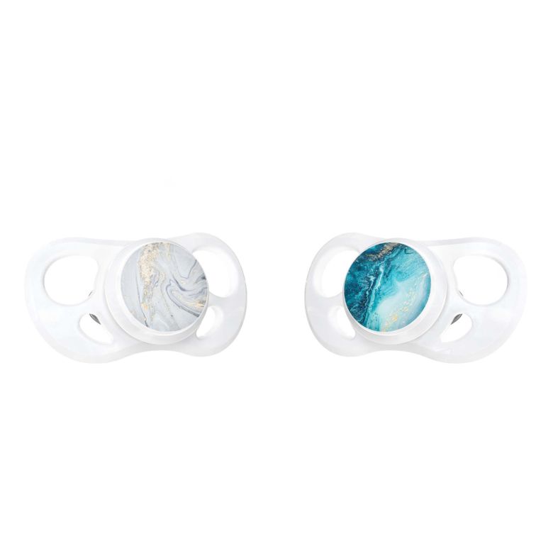 Twistshake 2x Pacifier 6+m Marble Blue Grey