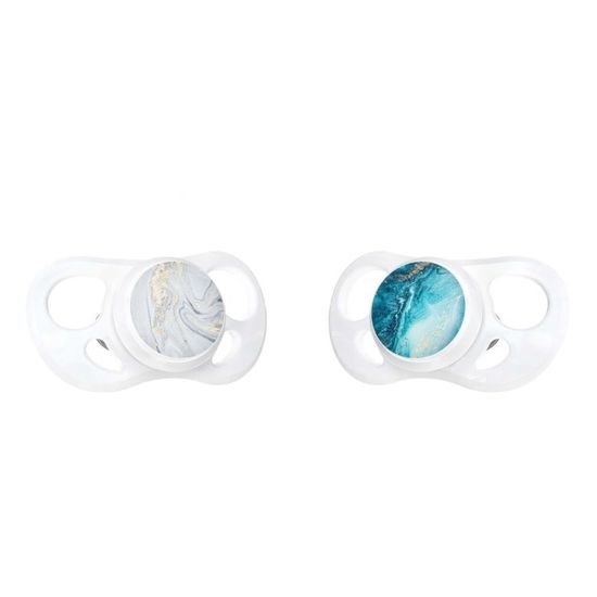 Twistshake 2x Pacifier 6+m Marble Blue Grey