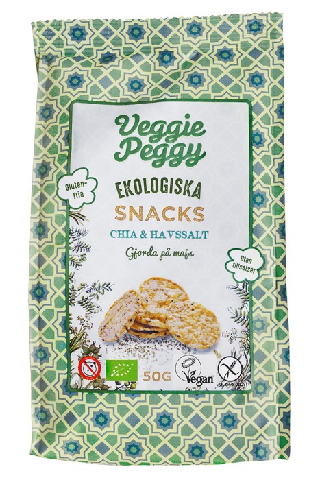 Veggie Peggy Majssnacks Chia & Havssalt 50 g