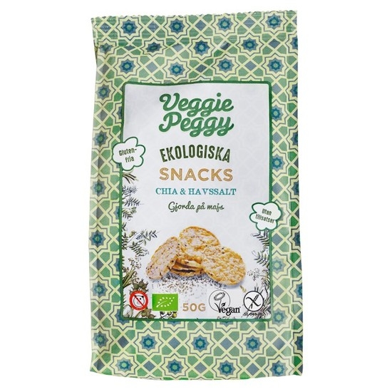 Veggie Peggy Majssnacks Chia & Havssalt 50 g
