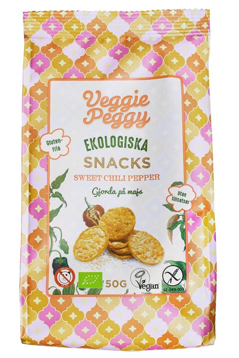Veggie Peggy Majssnacks Sweet Chili Peppar 50 g