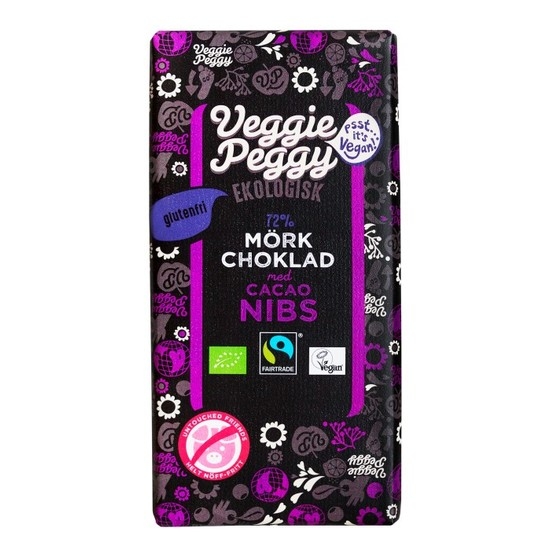 Veggie Peggy Mörk Choklad Kakaonibs 85 g