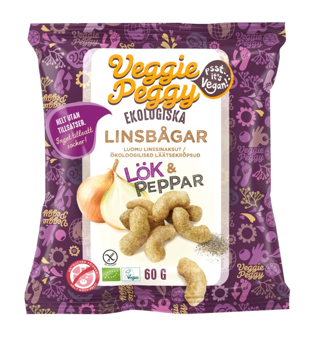 Veggie Peggy Linsbågar Lök & Peppar 60 g