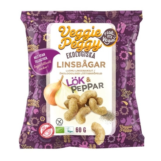 Veggie Peggy Linsbågar Lök & Peppar 60 g