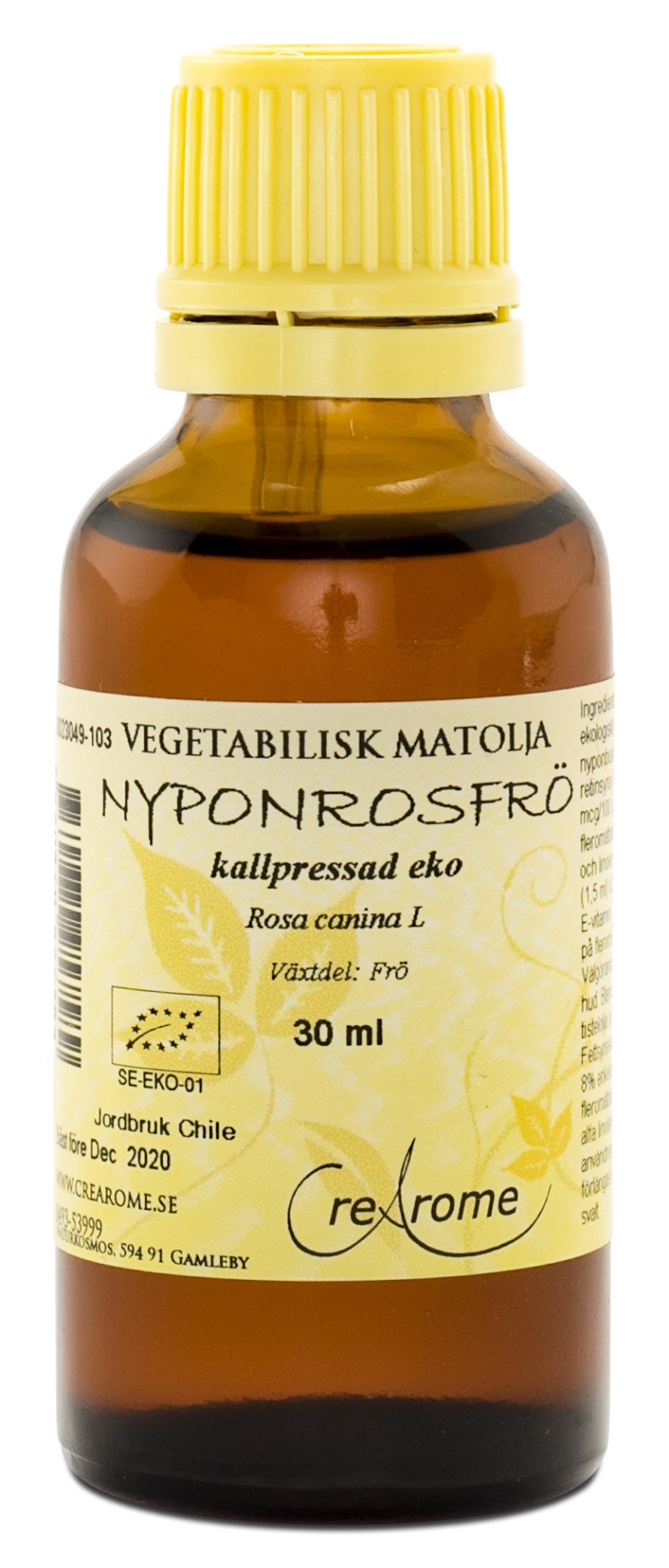 Crearome Nyponrosfröolja Kallpressad Eko 30 ml